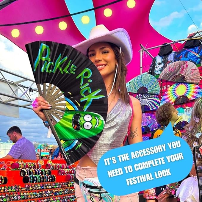 Kandies World UV Reactive Custom Festival Folding Hand Fan - Image 3
