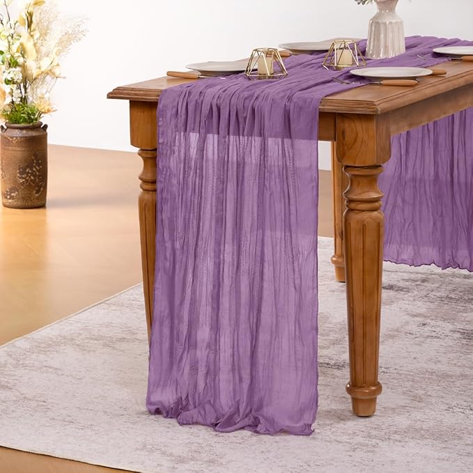MLMW 3 Pack Fall Table Runner Purple Cheesecloth Boho Rustic Sheer Cheese Cloth - Image 5