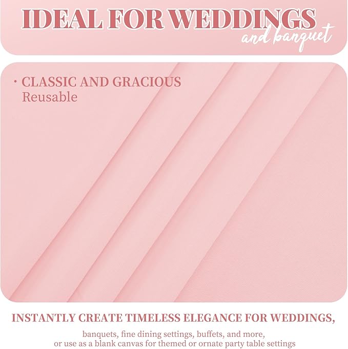 12 Pack 60 x 102 Inch Rectangle Tablecloth Pink Polyester Tablecloth - Image 3