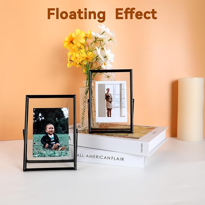 Black Floating Frame, For Picture 3.5x5, Tabletop Shelf Photo Frame, Classy - Image 3