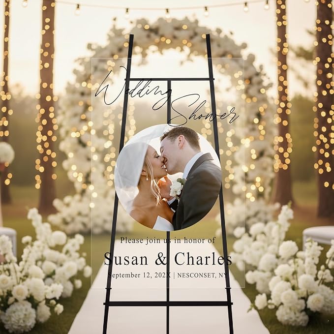 Personalized Wedding Photo Acrylic Welcome Sign – Custom Picture Board by Unknown