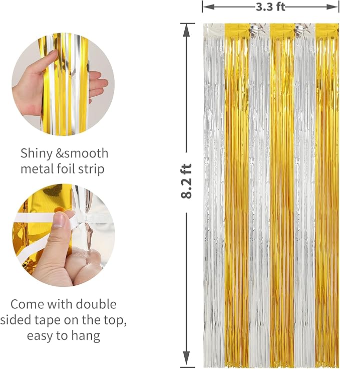 Crosize 2 Pack Foil Fringe Curtains Party Decorations, Door Streamers, Glitter - Image 2