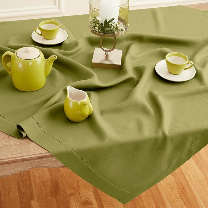 Solino Home Avocado Green Linen Tablecloth 52 x 52 Inch - Image 2