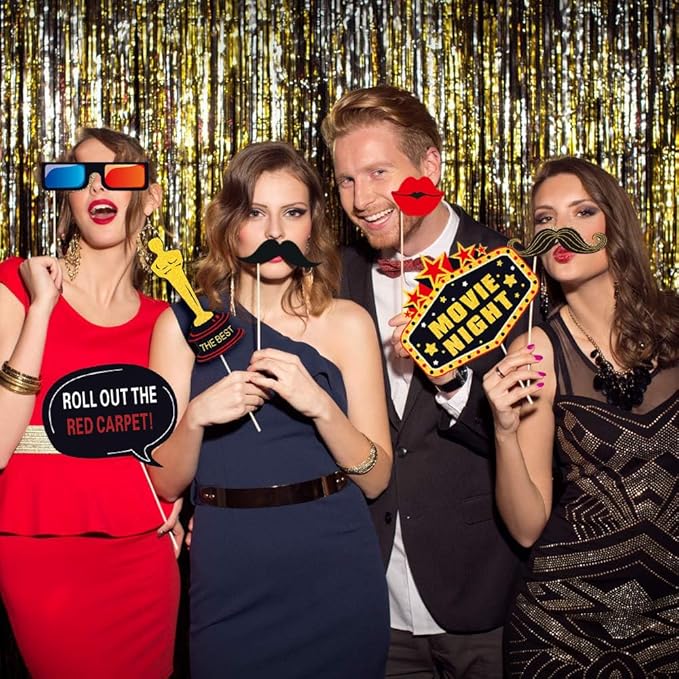34pcs Hollywood Themed Movie Night Party Photo Booth Props, Hollywood Selfie - Image 6