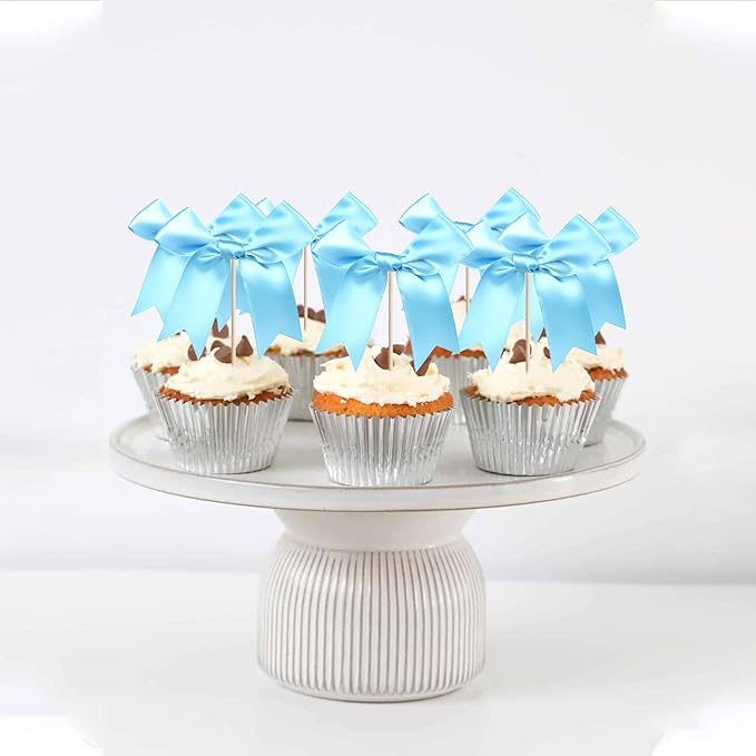 24 PCS Bow Cupcake Toppers Bowknot Cake Toppers Bow Girls Birthday Cake - Image 5