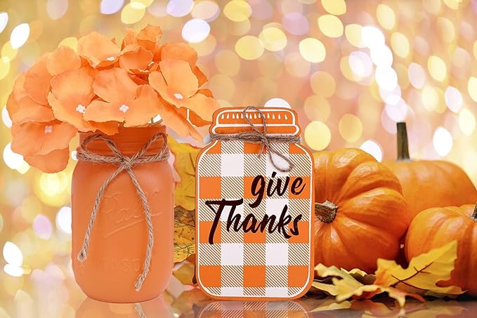 Thanksgiving Decorations Mason Jar, Farmhouse Harvest Thanksgiving Table Decor - Image 6