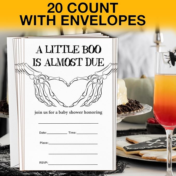 Halloween Baby Shower Party Invitations, Gothic Skeleton Spooky Baby Shower - Image 4