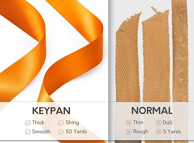 Satin Ribbon 1-1/2 Inch x 50 Yards Double-Faced Ginger Polyester Ribbons - Image 4