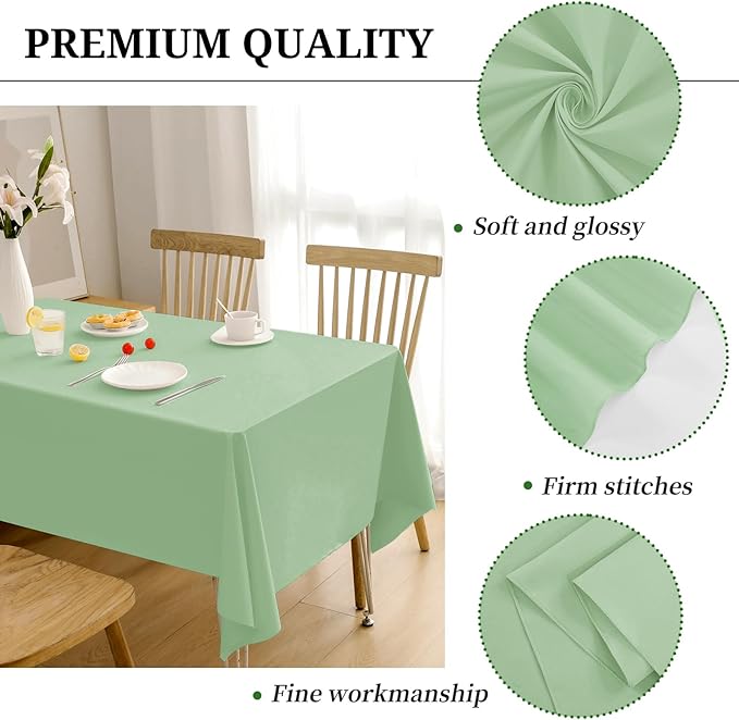 12 Pack Sage Green Tablecloths for Rectangle Tables 60 x 126 Inch Sage Green - Image 3