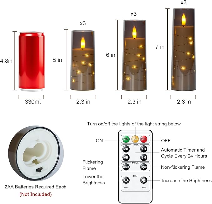 Raycare Flameless Candle with Remote Timer – 9 Flickering Acrylic Battery - Image 6