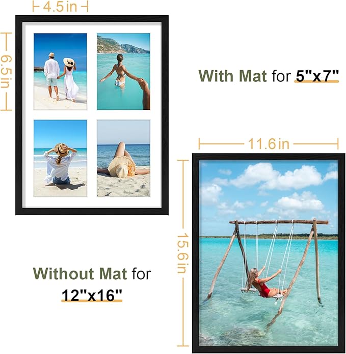 Vittanly 12x16 Collage Picture Frame, Displays 4Pcs 5x7 Pictures - Image 6
