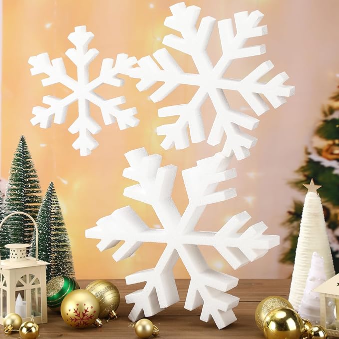 Thyle 3 Pcs Foam Snowflake Table Decor 3D Christmas Tabletop Signs Winter - Image 5