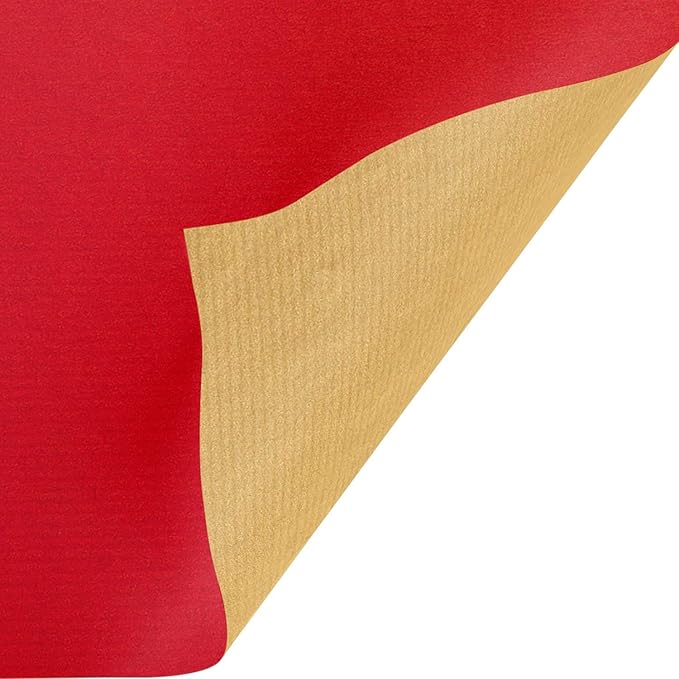 Jillson Roberts 6 Roll-Count Solid Color Wrapping Paper, Double-Sided Kraft Red - Image 2