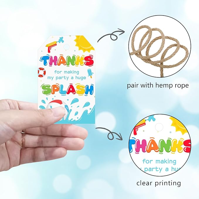 50pcs Pool Party Thank You Tags, Splish Splash Favor Tags - Image 3