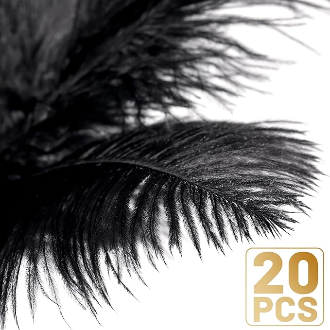 FANDAMEI 20 Pcs Black Ostrich Feathers, 8-10 inch, Feathers - Image 4