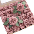 Floroom Artificial Flowers 50pcs Real Looking Dusty Rose Foam Fake Roses by Floroom