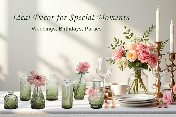 Bud Vases Set of 12, Glass Bud Vases in Bulk, Small Flower Vases - Image 7