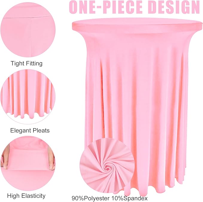 6 Pack Round Cocktail Tablecloth 32"x 43" Spandex Cocktail Table Skirt - Image 2