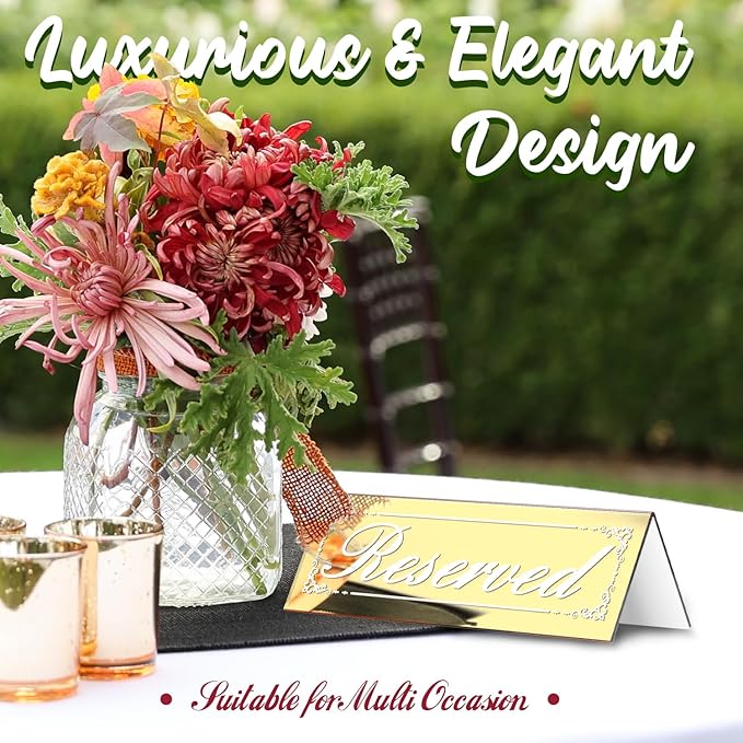 12 Pcs Mirrored Gold Reserved Table Signs, Acrylic Reserved Signs - Image 4