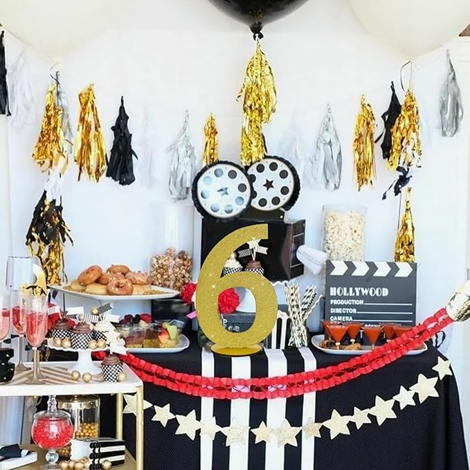 TONIFUL 11.8 Inch Gold Glitter Numbers Table Centerpieces 0-9 Birthday Party - Image 5