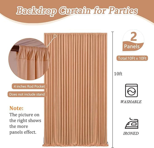 10 x 10 Feet Khaki Backdrop Curtain - Image 2