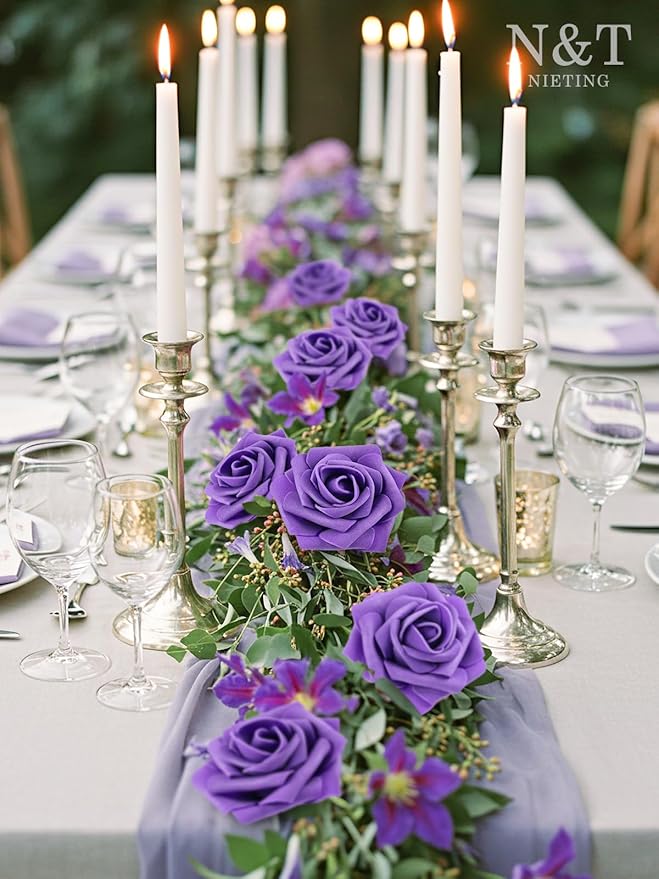 N&T NIETING Fake Flowers Purple Roses - Image 2