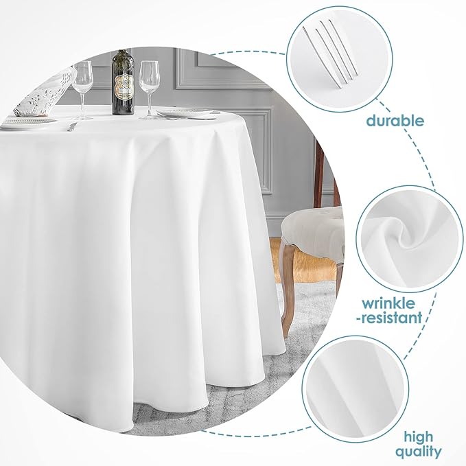 VidaFete 6 Pack 90inch Round Tablecloth Polyester Table Cloth，Stain Resistant - Image 3