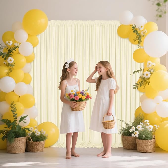 Sugargirl 10x10FT Light Yellow Backdrop Curtains Polyester Photo Backdrop - Image 4