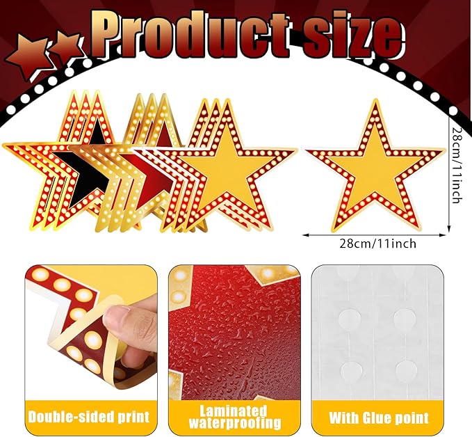 Geosar 48 Pcs Movie Star Cardboard Red Carpet Awards Night Cutouts Confetti - Image 2