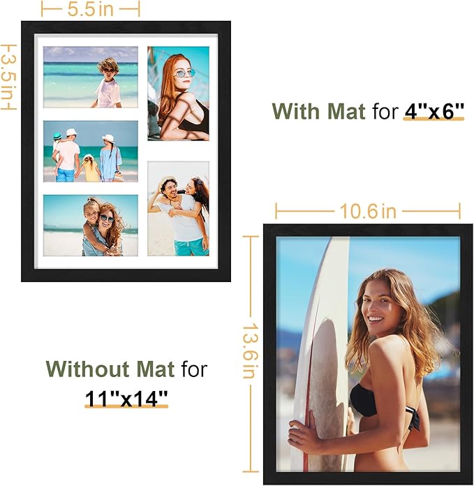 Vittanly 11x14 Collage Picture Frame, Displays 5Pcs 4x6 Pictures - Image 5