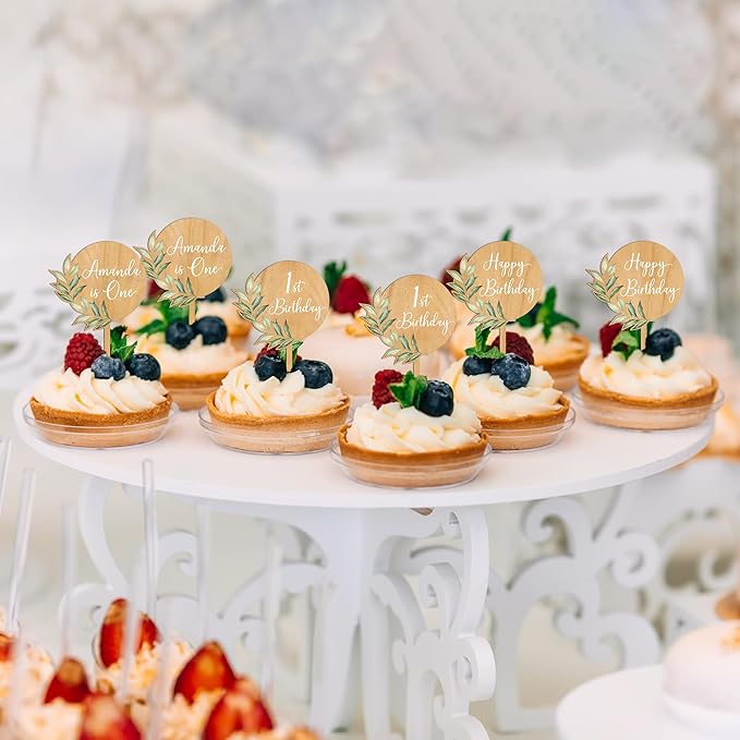 Custom Cupcake Toppers Cake Decorations in Wood - Image 4