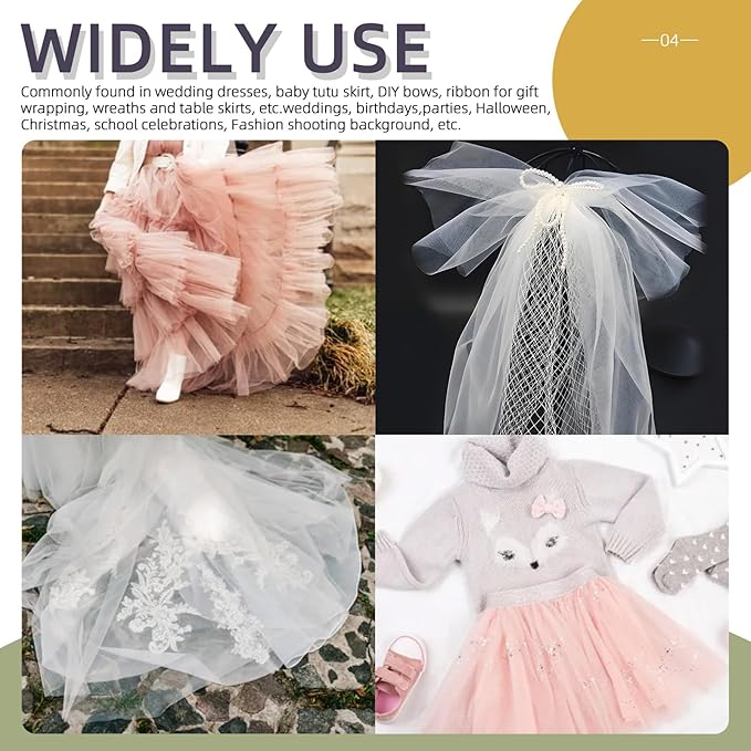 Swpeet 6 Inch by 100 Yards Pink Tulle Fabric Roll, Fabric Spool Tulle Ribbon - Image 4
