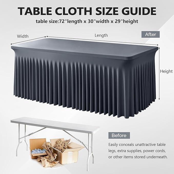 Wish Care 2 Pack Gray Spandex Table Clothes - Image 3