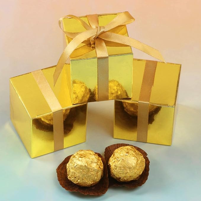 COTOPHER 25pcs Wedding Favor Boxes, Paper Gift Boxes 3x3x3 Inches Small Gift - Image 2