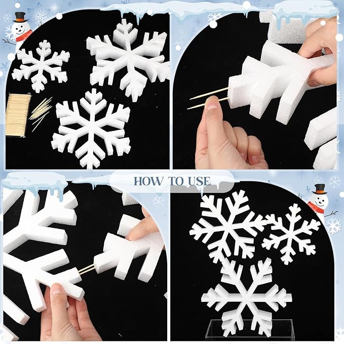 Thyle 3 Pcs Foam Snowflake Table Decor 3D Christmas Tabletop Signs Winter - Image 7