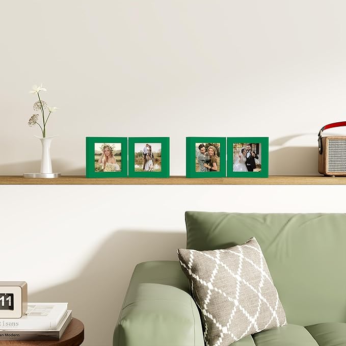 decorUhome Double 4x4 Picture Frame Vertical, Engineered Wood Bifold Photo Frame - Image 5