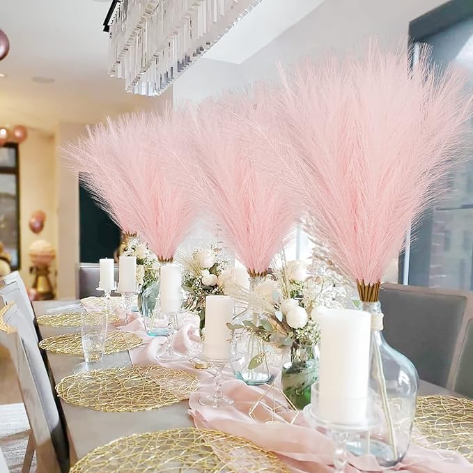 35" Pink Faux Pampas Grass Decor - Image 2