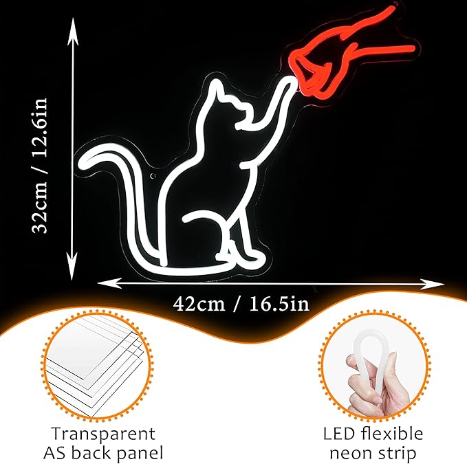 LISIGNVE Cat Handshake Neon Sign Human Beings and Animals Neon Light - Image 3