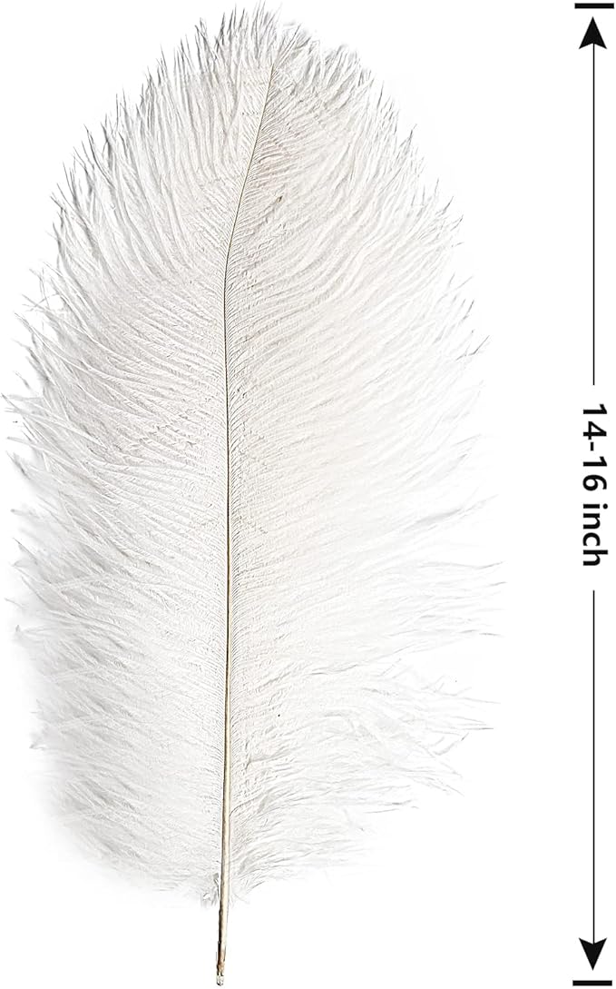 THARAHT 12pcs White Ostrich Feathers Natural Bulk 14-16Inch 35cm-40cm - Image 2