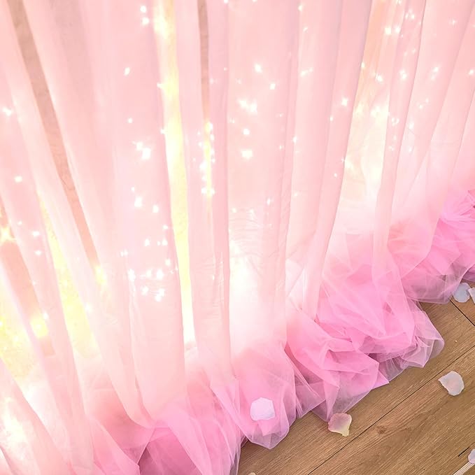 20ft x 10ft Pink Tulle Photo Backdrop Curtain - Image 8