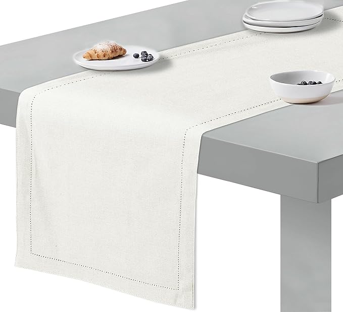 Ruvanti Linen Table Runner 90 Inches, Classic Hemstitch, Non-Slipping, Stain - Image 9
