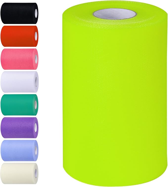 Apple Green Tulle Fabric Rolls 6 Inch by 100 Yards Tulle Roll Spool Fabric by Unknown