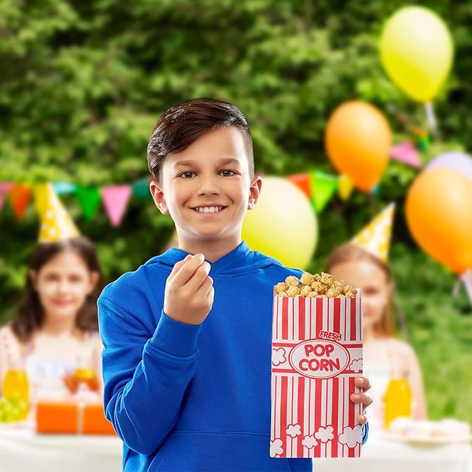 300 Pcs Popcorn Bags Paper Grease Resistant Popcorn Bags Disposable Red and - Image 4