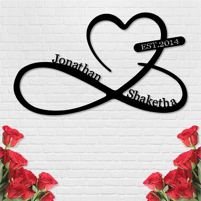 Infinity Heart Metal Wall Decor, Unique Infinity Heart Wall Decor Love Sign by Monlyey