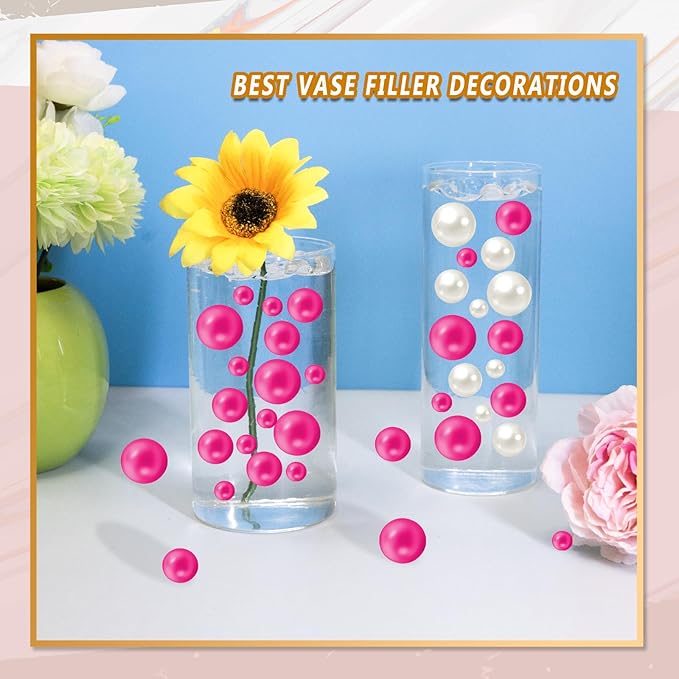 300Pcs Vase Filler Rosepink No Hole Faux Pearl Beads - Image 3