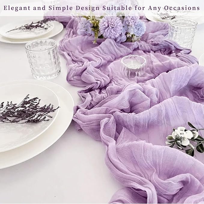 6 Pack Lilac Cheesecloth Table Runner 10FT Rustic Gauze Cheese Cloth Table - Image 7