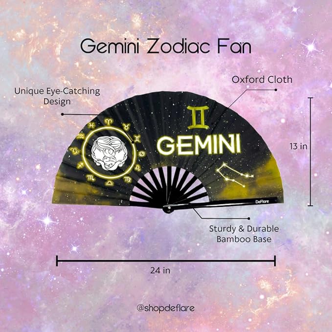 DeFlare | Cosmic Zodiac Rave Fan | Zodiac Sign Hand Fan | Astrology Rave Fan | - Image 5