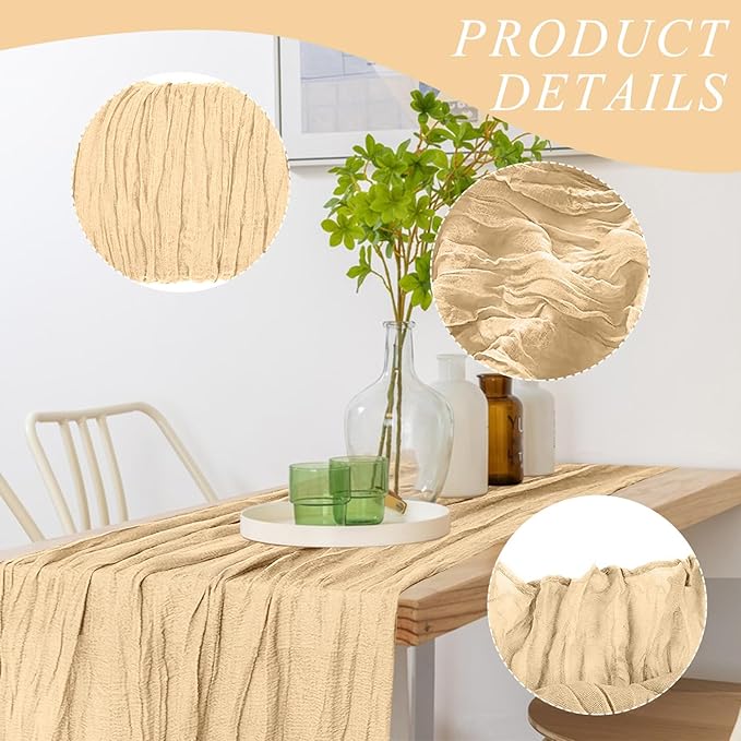 2 Pack Cheesecloth Table Runner 10Ft Christmas Gauze Boho Table Runners - Image 3
