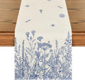 Artoid Mode Blue Antique Herbs and Wild Flowers Spring Table Runner, Seasonal by ArtoidMode
