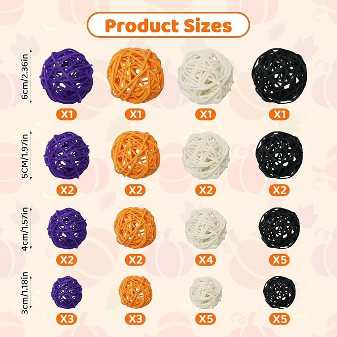 Halloween vase filler decor-36Pack&Halloween Thanksgiving Day Rattan Balls - Image 2